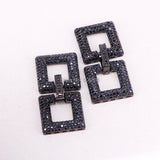 5PCS Micro Pave CZ Double Square Buckle Clasp for Jewelry Findings