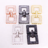 5PCS Micro Pave CZ Double Square Buckle Clasp for Jewelry Findings