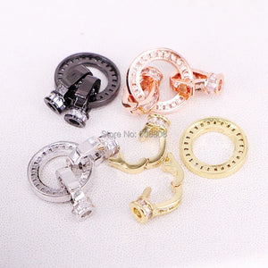 5PCS CZ Micro Pave Leather Cord Clasp Interlocking Buckle Fastener