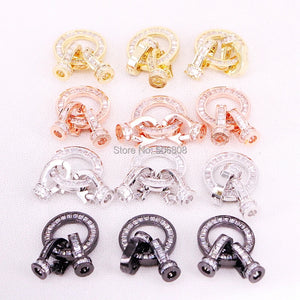 5PCS CZ Micro Pave Leather Cord Clasp Interlocking Buckle Fastener