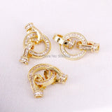 5PCS CZ Micro Pave Leather Cord Clasp Interlocking Buckle Fastener