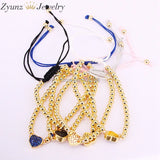 5PCS Brass Beads Micro Pave CZ Heart Charm Macrame Bracelet