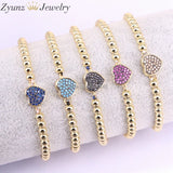 5PCS Brass Beads Micro Pave CZ Heart Charm Macrame Bracelet