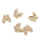 5PCS Copper Zircon Crystal Butterfly Pendant DIY Making Necklaces