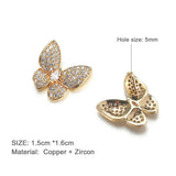 5PCS Copper Zircon Crystal Butterfly Pendant DIY Making Necklaces