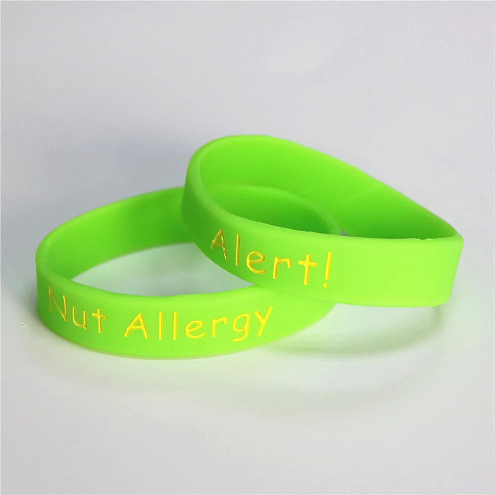 5PCS Nut Allergy Silicone Wristband Kids 5 Colors Bracelets&Bangles SH110K