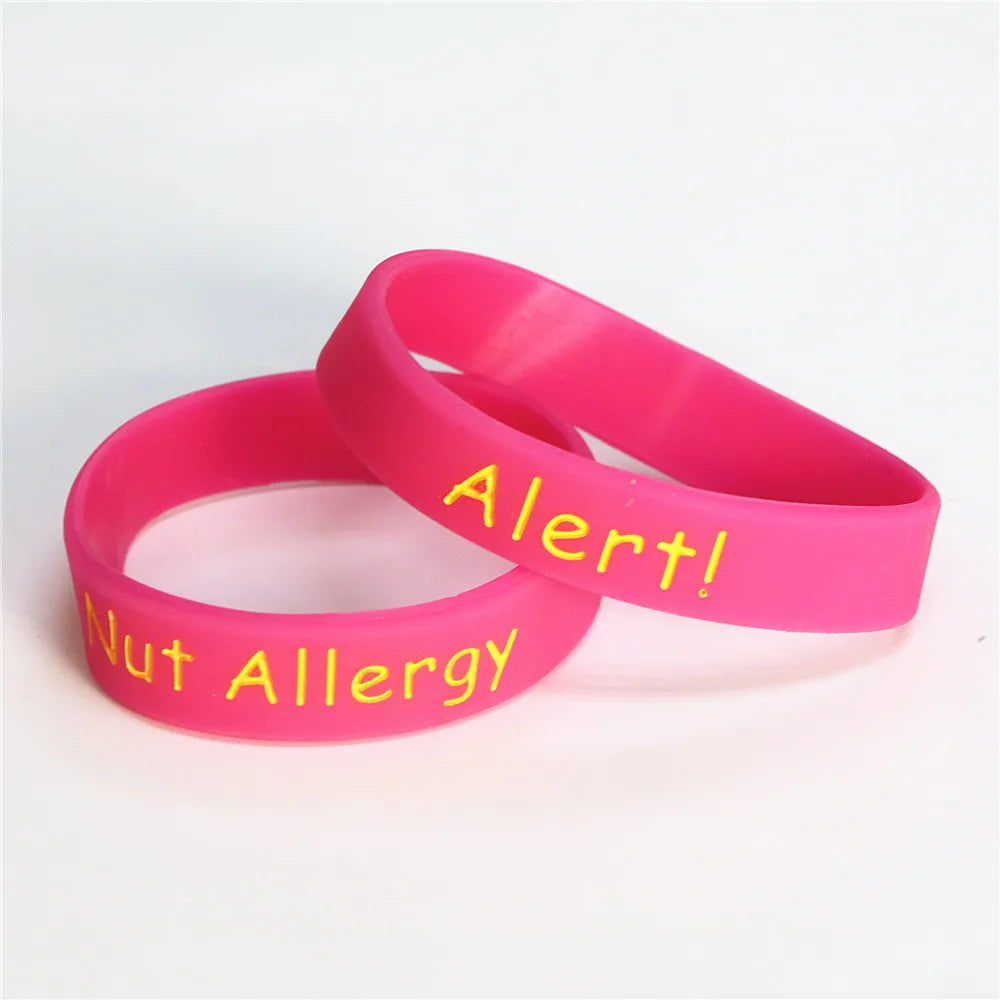 5PCS Nut Allergy Silicone Wristband Kids 5 Colors Bracelets&Bangles SH110K