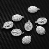 5PCS Oval Stainless Steel Religious Jesus Charms Pendant For Necklaces