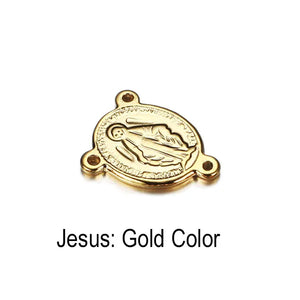 5PCS Oval Stainless Steel Religious Jesus Charms Pendant For Necklaces