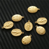 5PCS Oval Stainless Steel Religious Jesus Charms Pendant For Necklaces