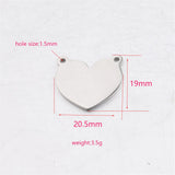 5PCS Stainless Steel Heart Pendant DIY Jewelry Making Charm Accessories