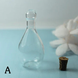 5PCS Octagonal Cork Glass Bottle Mini Wishing Necklace Pendant