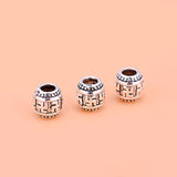 5PCS Retro Bead S925 Sterling Silver Thai Silver Beads DIY Jewelry