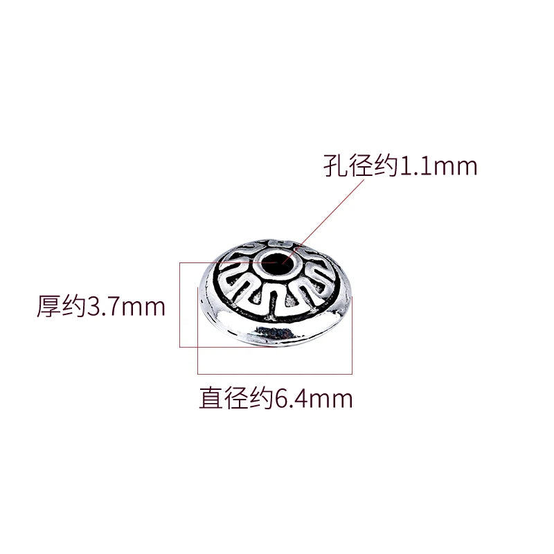 5PCSS925 Thai Silver Flying Saucer Beads Jewelry DIY Accessories