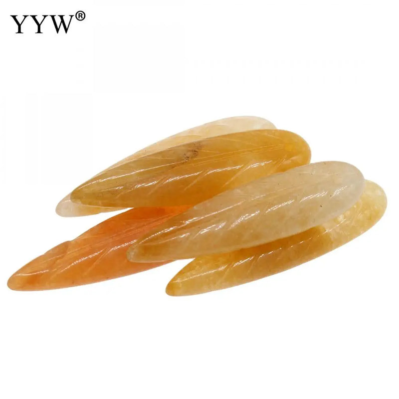 Leaf Shape Natural Stone Pendants 35x10x5mm - DIY Necklace Jewelry Making