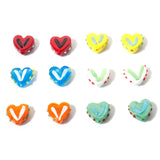 5PCs Lampwork Glass Sweet Beads Heart Multicolor Dot Spacer Beads DIY Jewelry