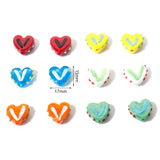 5PCs Lampwork Glass Sweet Beads Heart Multicolor Dot Spacer Beads DIY Jewelry