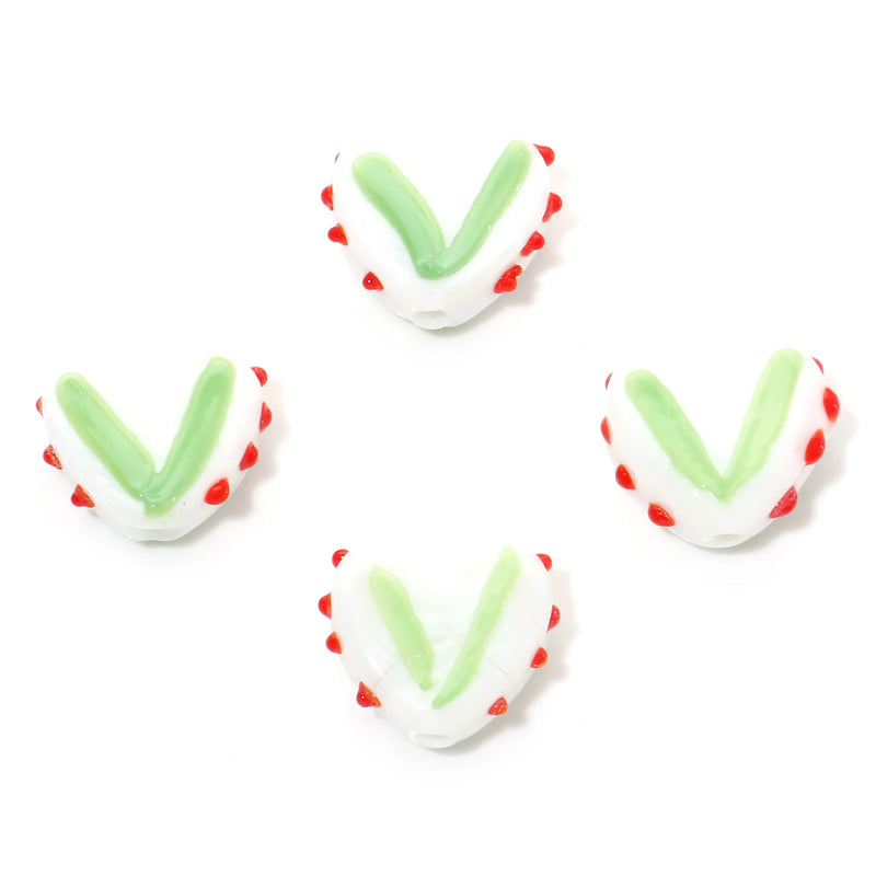 5PCs Lampwork Glass Sweet Beads Heart Multicolor Dot Spacer Beads DIY Jewelry