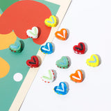 5PCs Lampwork Glass Sweet Beads Heart Multicolor Dot Spacer Beads DIY Jewelry