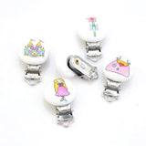 Wood Baby Pacifier Clips Cartoon Castle Princess Dress Metal Holders