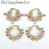 Colorful Enamel Lucky Eye Hoop Earrings for Women