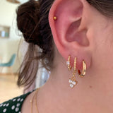 5 Pairs Copper Hoop Earrings Set CZ Crystal Chain Jewelry