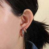 5 Pairs Copper Hoop Earrings Set CZ Crystal Chain Jewelry