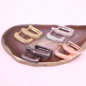 5 Pairs CZ Silver Geometric Rectangle Hoop Earrings for Women 14*18MM