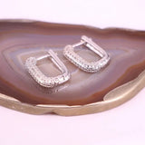 5 Pairs CZ Silver Geometric Rectangle Hoop Earrings for Women 14*18MM