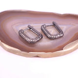 5 Pairs CZ Silver Geometric Rectangle Hoop Earrings for Women 14*18MM