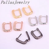 Cz Hoop Earrings for Women - Geometric Rectangle Silver Earring
