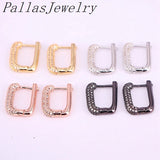 Cz Hoop Earrings for Women - Geometric Rectangle Silver Earring