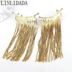 5Pairs 18K Plated Vintage Tassels Chain Ear Cuff Punk Earrings