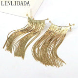 5Pairs 18K Plated Vintage Tassels Chain Ear Cuff Punk Earrings