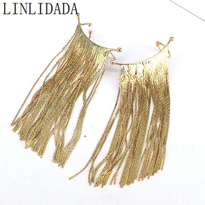 5Pairs 18K Plated Vintage Tassels Chain Ear Cuff Punk Earrings