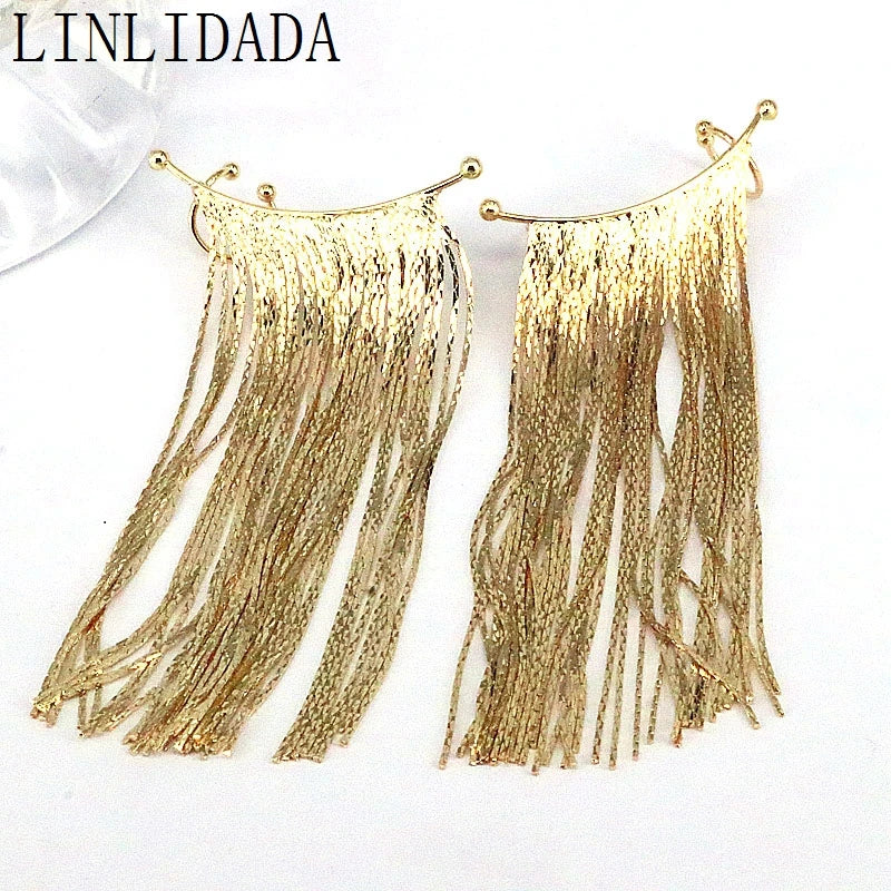 5Pairs 18K Plated Vintage Tassels Chain Ear Cuff Punk Earrings