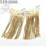 5Pairs 18K Plated Vintage Tassels Chain Ear Cuff Punk Earrings