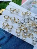 Boho Shell Pearl Hoop Earrings Plated Hoops Pearls Eardrop Wedding Jewelry