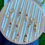 Colorful Crystals Copper Zircon Hoop Earrings Dangle Bohemian Rainbow Jewelry