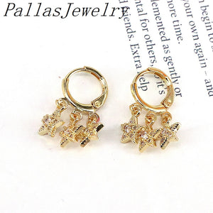5Pairs Sparkly Women Earrings Zircon CZ Hoop Drop Earrings