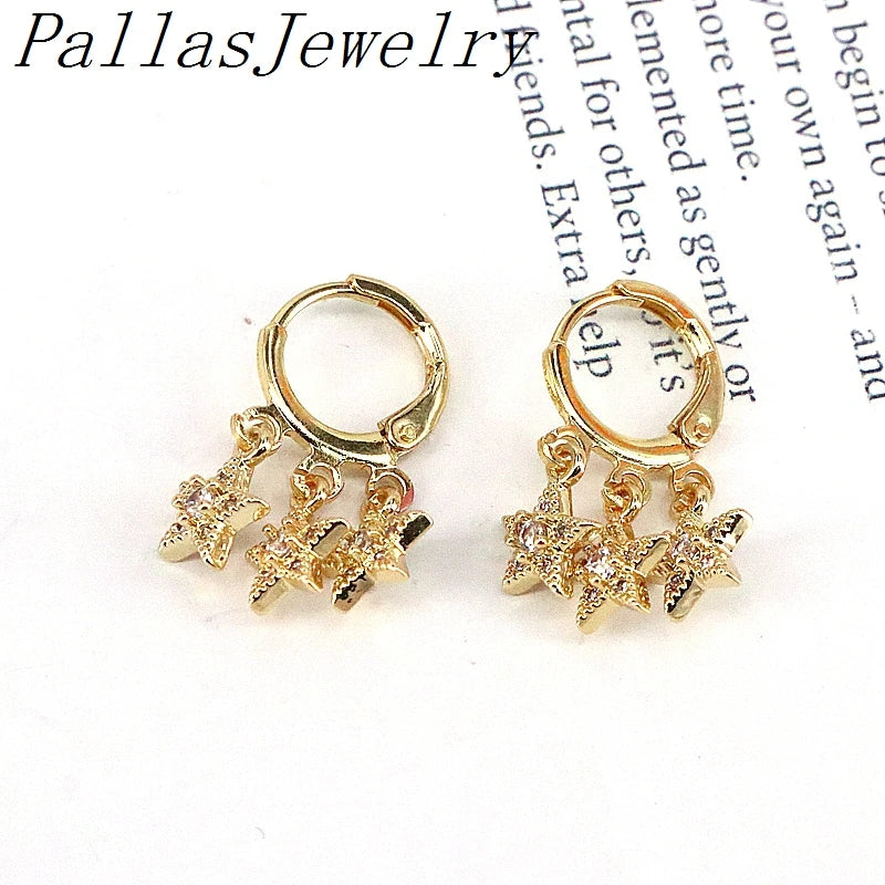 5Pairs Sparkly Women Earrings Zircon CZ Hoop Drop Earrings
