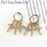 5Pairs Sparkly Women Earrings Zircon CZ Hoop Drop Earrings