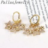 5Pairs Sparkly Women Earrings Zircon CZ Hoop Drop Earrings