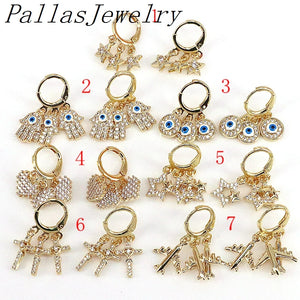 5Pairs Sparkly Women Earrings Zircon CZ Hoop Drop Earrings