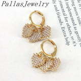 5Pairs Sparkly Women Earrings Zircon CZ Hoop Drop Earrings