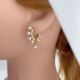 5Pairs C Shape Hoop Earrings with Pearl Beads for Women