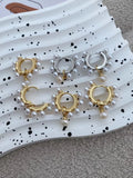 5Pairs C Shape Hoop Earrings with Pearl Beads for Women