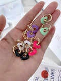 5Pairs Heart Shaped Dangle Earrings Candy Enamel Heart Hanging Drop Earring