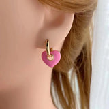 5Pairs Heart Shaped Dangle Earrings Candy Enamel Heart Hanging Drop Earring