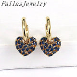 Colorful CZ Heart Drop Earrings Women Girls Plated Jewelry